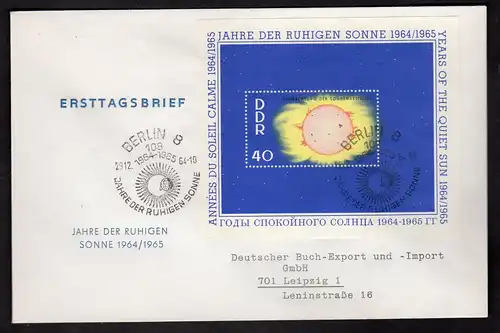 DDR, FDC. Mi.-Nr. Block 20-22 (Jahr der ruhigen Sonne)