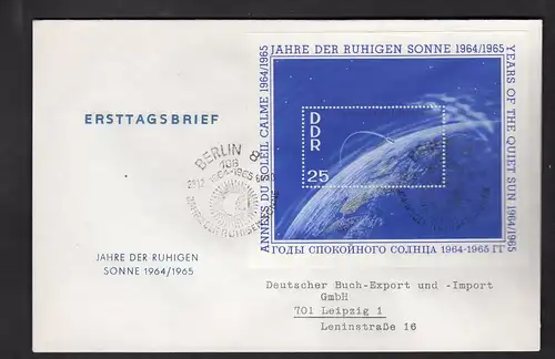 DDR, FDC. Mi.-Nr. Block 20-22 (Jahr der ruhigen Sonne)