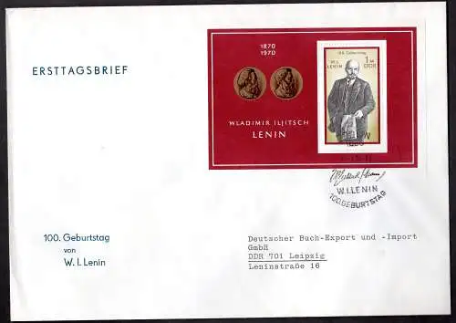 DDR, FDC Block "100. Geburtstag von W.I.Lenin"