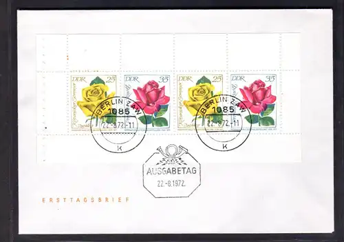 DDR FDC Heftchenblatt 14 und 15C (!) (Rosen)