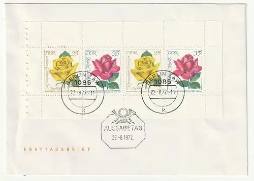 DDR FDC Heftchenblatt 14 und 15 (Rosen)