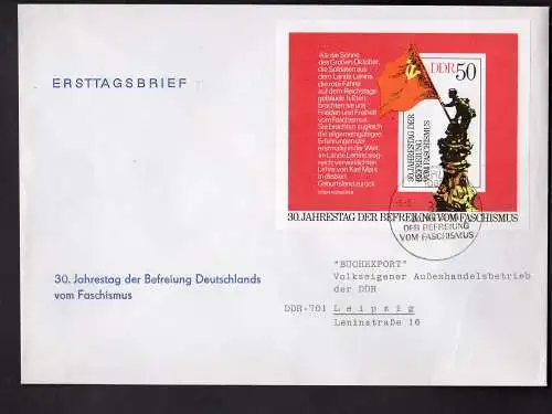 DDR, FDC 30. Jahrestag der Befreiung (Block 42)