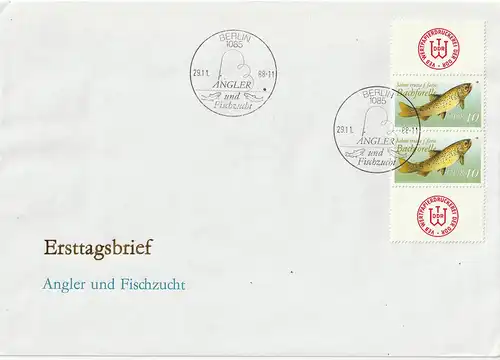 DDR, FDC  Zusammendruck Bachforelle Z/10/10/Z