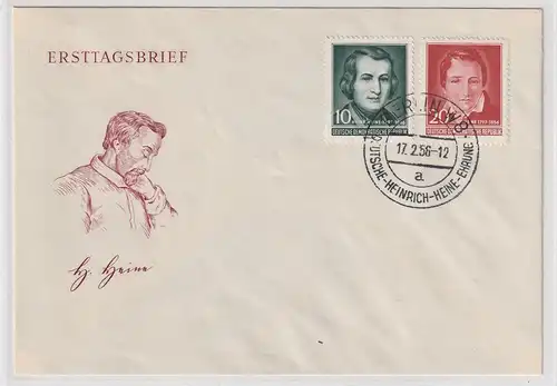 DDR-FDC: Heinrich Heine (1956) mit SSt. 