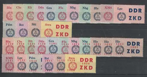 DDR Laufkontrollzetter 1. und 2. Serie komplett, ** (MNH)