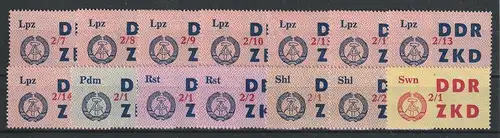 DDR Laufkontrollzetter 3. Serie komplett (84 Werte), ** (MNH)