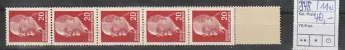 DDR Ulbricht 20 Pfg. Rollenmarke im 11er-Streifen, ** (MNH)