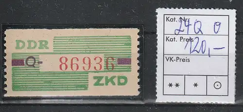 DDR ZKD Billettstreifen, Nr. 24Q, original, ** (MNH)