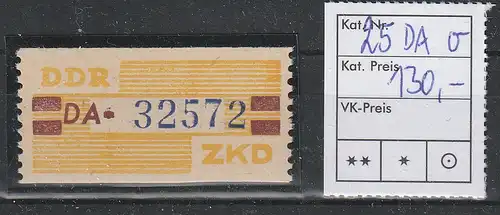 DDR ZKD Billettstreifen, Nr. 25DA, original, ** (MNH)