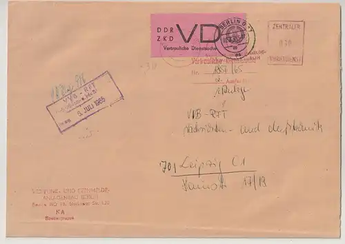 DDR ZKD: D2 auf sauberem ZKD-Brief; Absender "KA Sondergruppe" (?)