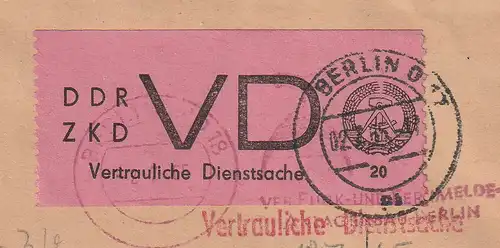 DDR ZKD: D2 auf sauberem ZKD-Brief; Absender "KA Sondergruppe" (?)