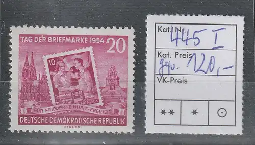 DDR Tag der Briefmarke 1954 mit PF I, **, geprüft Mayer 