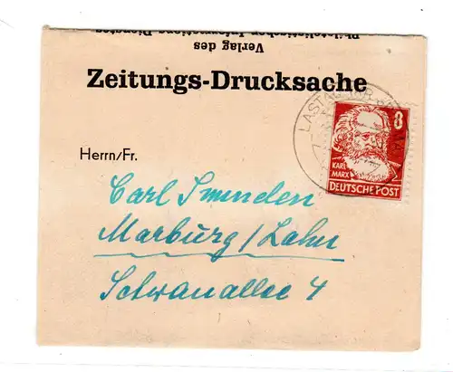 SBZ: Zeitungs-Drucksache mit EF. 8 Pfg. Köpfe I (Karl Marx)