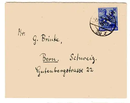 Berlin 50 Pfg. Schwarzaufdruck auf Ausland-Brief 