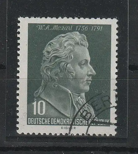 DDR spezial: 10 Pfg. Mozart mit PF I (Warze auf Backe"), gest., geprüft