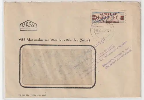 ZKD-Brief: frankiert mit 21H, Hinweisstempel zur Aufbewahrung 