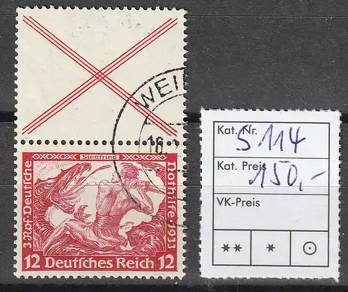 3. Reich: Wagner Zusammendruck S 114, gestempelt