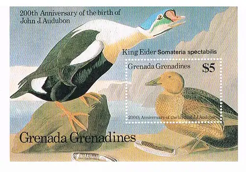 Grenada/Grenadines "Ente und Gans" (200. Gebtag Audubon); Block