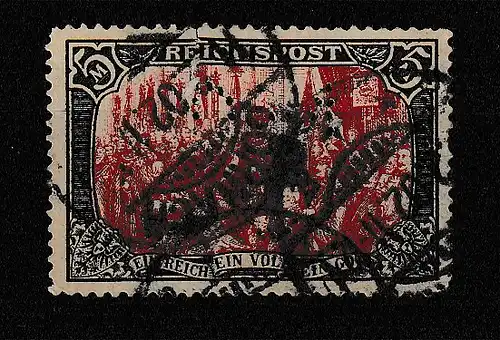 Dt. Reich: 5 Mark Reichspost in Type I, gest., Attest Jaeschke-L.