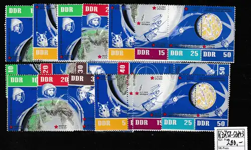 DDR 5 Jahre Weltraumfahrt Zusammendrucke komplett, **