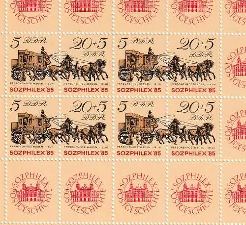 DDR: Sozphilex 85 mit ZF im kompletten Zusammendruckbogen, **