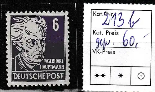 SBZ 6 Pfg. Köpfe I, in b-Farbe, **, geprüft