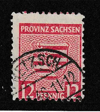 SBZ/Prov. Sachsen: 12 Pfg. Postmeistertrenng. A , gest., gepr.