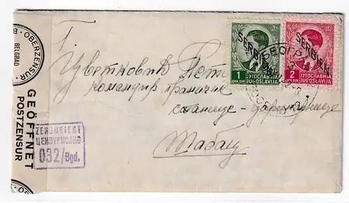 Dt. Besetzung Serbien Zensurbrief