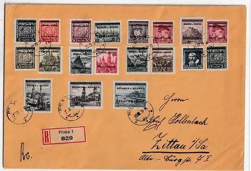 Böhmen&Mähren: 1 - 19 auf Satz-Einschreibbrief