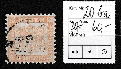 Baden Nr. 20 ba, gestempelt, geprüft Brettl 