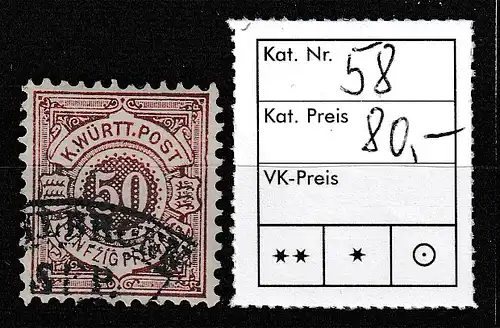 Württemberg Nr. 58, Fächerstempel Heilbronn