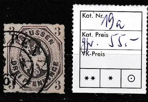 Preußen: Nr. 19 a , bestgeprüft Brettl