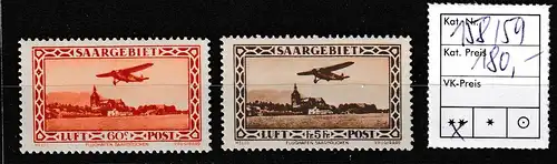 Saargebiet, Flugpostmarken 1932 postfrisch, KBefund Geigle