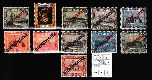 Saargebiet, Dienstmarken 1922, postfrisch **, Befund