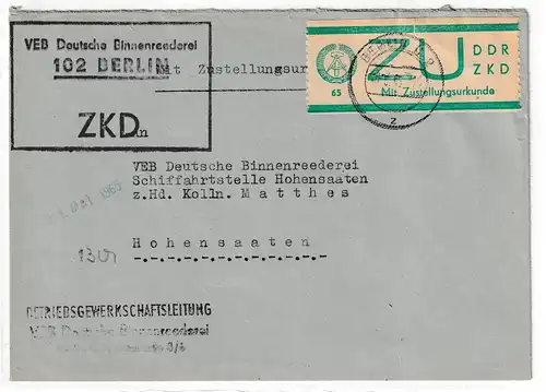 DDR: ZKD-Brief mit ZU 1