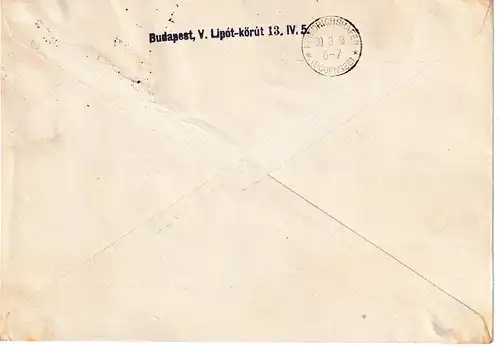 Zeppelinbrief, Ungarnfahrt 1931 mit beiden Zepp.-marken