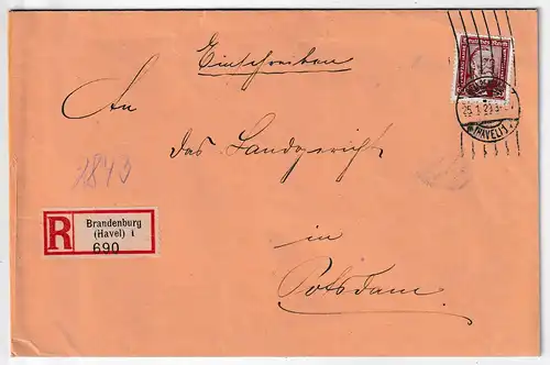 Dt. Reich 1929: Einschreiben mit EF Stephan / gestrichenes Papier