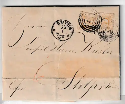 Th&T: Nr. 40 2x auf kompl. Brief ab Gotha, 1866