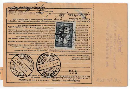 Dt. Reich 1925: 2 Mark Bauwerke 2x auf Auslandspaketkarte