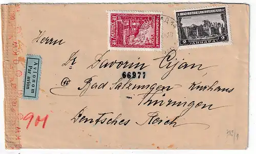 Dt. Besetzg. Serbien: Bedarfsbrief nach Thüringen, gute Frankatur