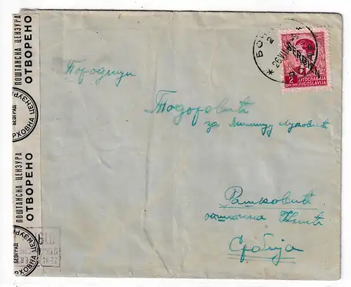 Dt. Besetzg. Serbien: Innerserbischer Bedarfsbrief, zensiert