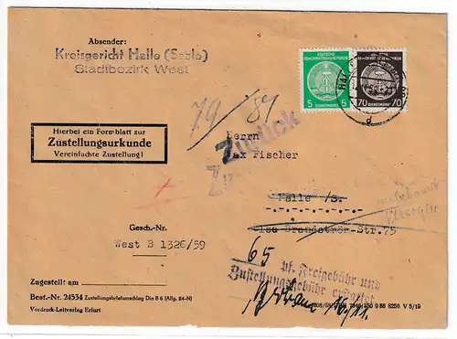 DDR Dienstmarke Nr. 41 auf Brief mit Zustellurkunde, geprüft