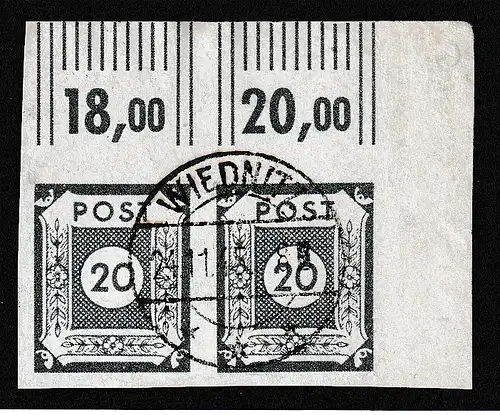 Ostsachsen Nr. 48 in b-Farbe, gest. Eckrandpaar, Befund Kunz BPP