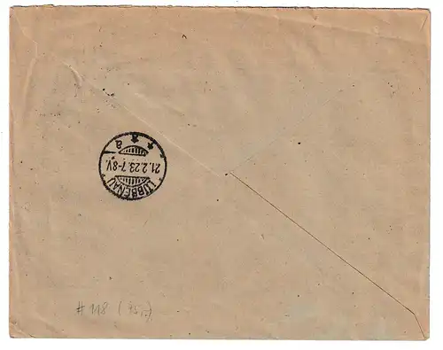 Danzig: Einschreib-Inflabrief nach Lübbenau, portorichtig