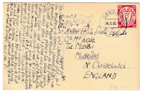 Danzig: Foto-Ansichtskarte nach England, EF 246