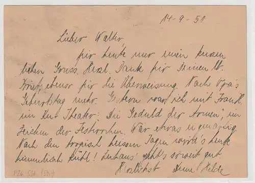 Berlin: Ganzsache P 26 (Berl. Festwochen), bedarfsgebraucht mit SSt.