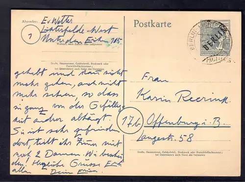 Berlin, Ganzsache P2d (12 Pfg. Schwarzaufdruck), bedarfsgebraucht