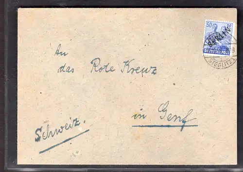 Berlin, Ausland-Brief mit EF. 50 Pfg. Schwarzaufdruck