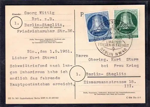 Berlin, FDC. Mi.-Nr. 76 + 78, bedarfsgebraucht