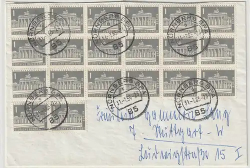 Berlin: Stadtbilder: 1 Pfg. BNrandenbg. Tor 20x auf Fernbrief